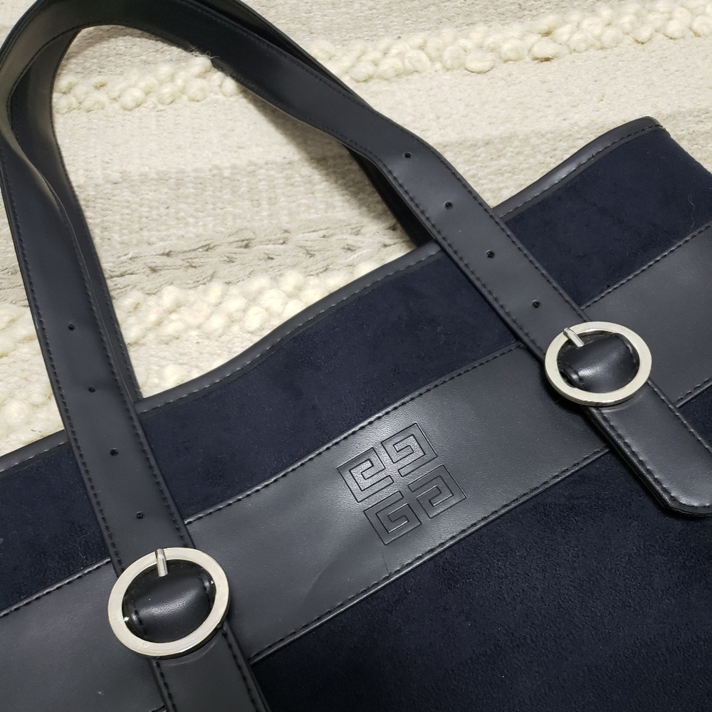 GIVENCHY Parfums Black Faux Suede Tote Bag Purse